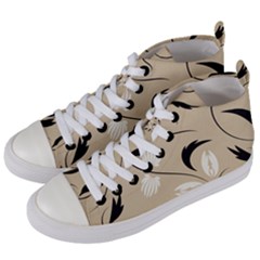 Folk Flowers Print Floral Pattern Ethnic Art Women s Mid-top Canvas Sneakers by Eskimos