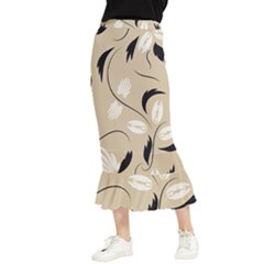 Folk Flowers Print Floral Pattern Ethnic Art Maxi Fishtail Chiffon Skirt