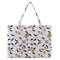 Folk Flowers Print Floral Pattern Ethnic Art Zipper Medium Tote Bag by Eskimos