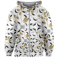 Folk Flowers Print Floral Pattern Ethnic Art Kids  Zipper Hoodie Without Drawstring by Eskimos