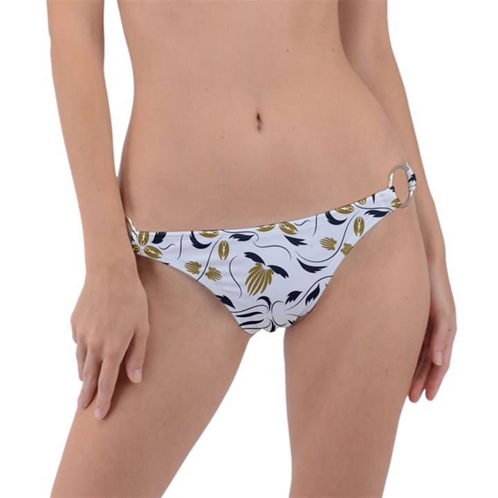 Folk flowers print Floral pattern Ethnic art Ring Detail Bikini Bottom