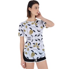 Folk Flowers Print Floral Pattern Ethnic Art Perpetual Short Sleeve T-shirt by Eskimos