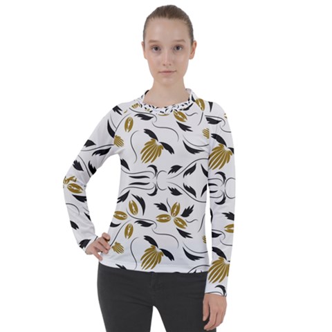 Folk Flowers Print Floral Pattern Ethnic Art Women s Pique Long Sleeve Tee by Eskimos