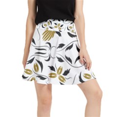 Folk Flowers Print Floral Pattern Ethnic Art Waistband Skirt