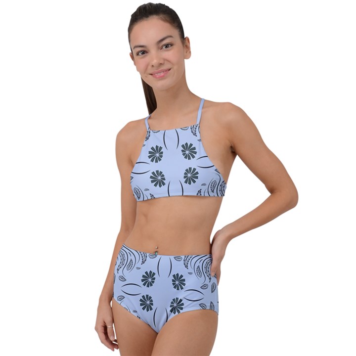 Folk flowers print Floral pattern Ethnic art High Waist Tankini Set