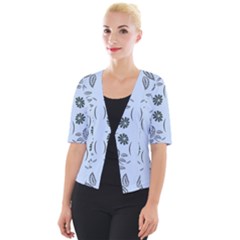 Folk Flowers Print Floral Pattern Ethnic Art Cropped Button Cardigan by Eskimos