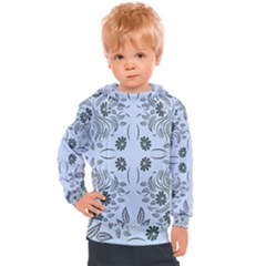 Folk Flowers Print Floral Pattern Ethnic Art Kids  Hooded Pullover by Eskimos