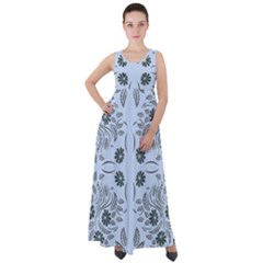 Folk Flowers Print Floral Pattern Ethnic Art Empire Waist Velour Maxi Dress by Eskimos