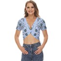 Folk flowers print Floral pattern Ethnic art Twist Front Crop Top View1