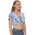 Folk flowers print Floral pattern Ethnic art Twist Front Crop Top View3