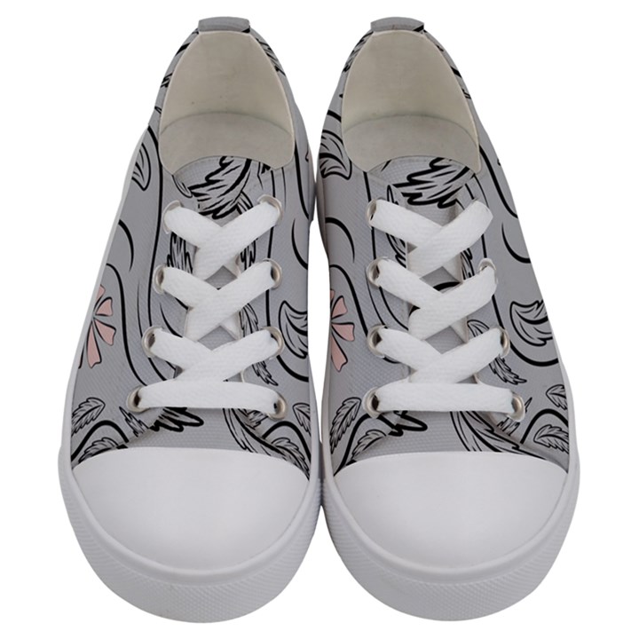 Folk flowers print Floral pattern Ethnic art Kids  Low Top Canvas Sneakers