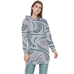 Folk Flowers Print Floral Pattern Ethnic Art Women s Long Oversized Pullover Hoodie