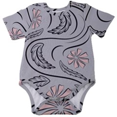 Folk Flowers Print Floral Pattern Ethnic Art Baby Short Sleeve Onesie Bodysuit by Eskimos