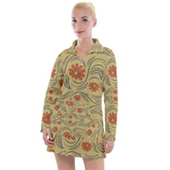 Folk Flowers Print Floral Pattern Ethnic Art Women s Long Sleeve Casual Dress by Eskimos