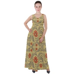 Folk Flowers Print Floral Pattern Ethnic Art Empire Waist Velour Maxi Dress by Eskimos