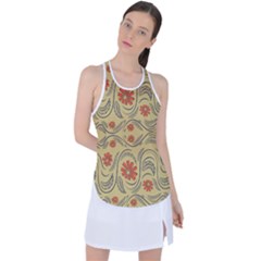 Folk Flowers Print Floral Pattern Ethnic Art Racer Back Mesh Tank Top by Eskimos