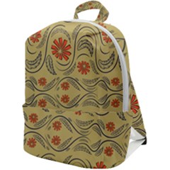 Folk Flowers Print Floral Pattern Ethnic Art Zip Up Backpack