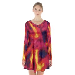 Requiem  Of The Glowing  Stars Long Sleeve Velvet V-neck Dress