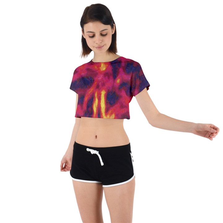 Requiem  of the glowing  stars Tie Back Short Sleeve Crop Tee