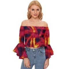 Requiem  Of The Glowing  Stars Off Shoulder Flutter Bell Sleeve Top