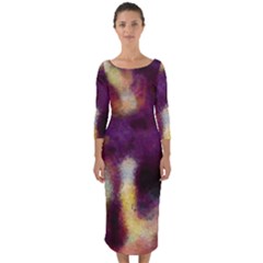 Requiem  Of The Purple Stars Quarter Sleeve Midi Bodycon Dress by DimitriosArt