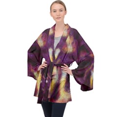 Requiem  Of The Purple Stars Long Sleeve Velvet Kimono  by DimitriosArt