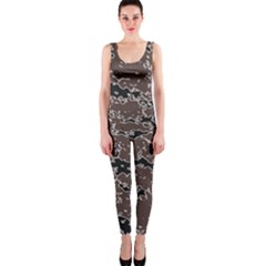 Brown And Black Abstract Vivid Texture One Piece Catsuit