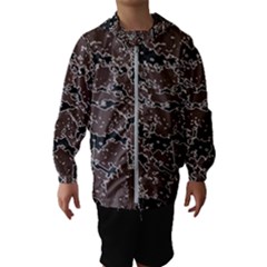 Brown And Black Abstract Vivid Texture Kids  Hooded Windbreaker by dflcprintsclothing