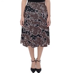 Brown And Black Abstract Vivid Texture Classic Midi Skirt by dflcprintsclothing