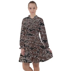 Brown And Black Abstract Vivid Texture All Frills Chiffon Dress by dflcprintsclothing