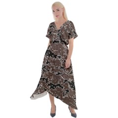 Brown And Black Abstract Vivid Texture Cross Front Sharkbite Hem Maxi Dress by dflcprintsclothing