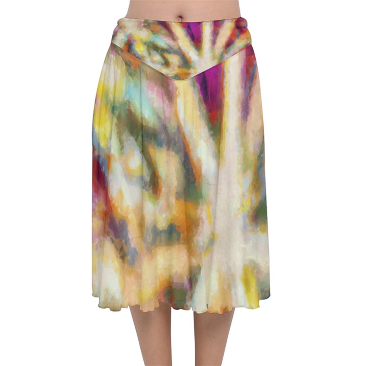 Requiem  of the rainbow stars Velvet Flared Midi Skirt