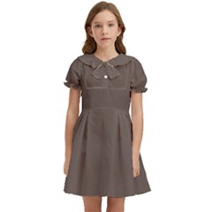 Coffee Quartz Kids  Bow Tie Puff Sleeve Dress