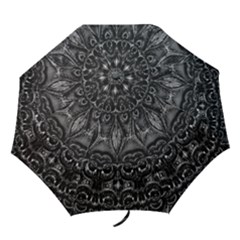 Charcoal Mandala Folding Umbrellas by MRNStudios