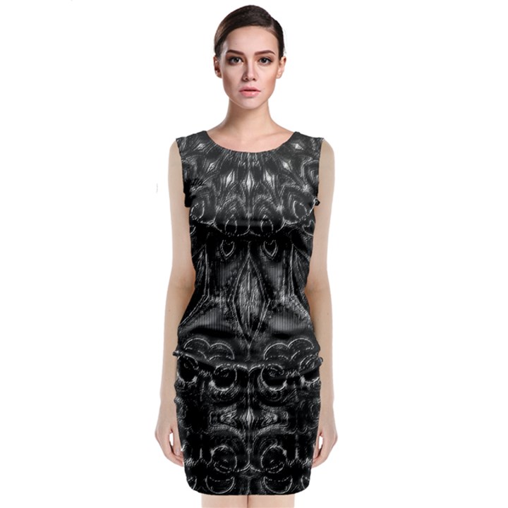 Charcoal Mandala Classic Sleeveless Midi Dress