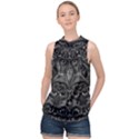 Charcoal Mandala High Neck Satin Top View1