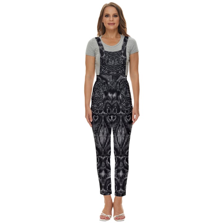 Charcoal Mandala Women s Pinafore Overalls Jumpsuit