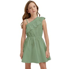 Fair Green Kids  One Shoulder Party Dress