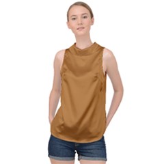 Sudan Brown High Neck Satin Top by retrotoomoderndesigns