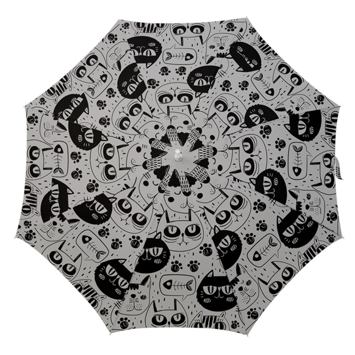 Black Outline Cat Heads Straight Umbrellas