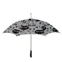 Black Outline Cat Heads Straight Umbrellas View3