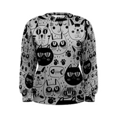 Black Outline Cat Heads Women s Sweatshirt