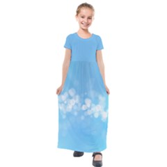 Light Blue Kids  Short Sleeve Maxi Dress by gracefashion