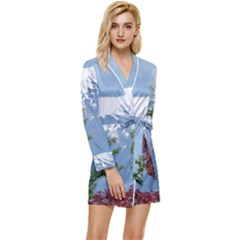 Mountain-mount-landscape-japanese Long Sleeve Satin Robe by Sudhe