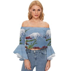 Mountain-mount-landscape-japanese Off Shoulder Flutter Bell Sleeve Top