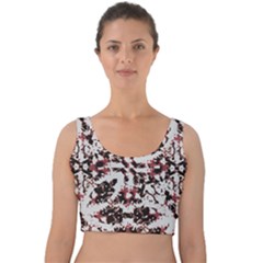 Texture Mosaic Abstract Design Velvet Crop Top