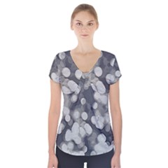 Gray Circles Of Light Short Sleeve Front Detail Top by DimitriosArt