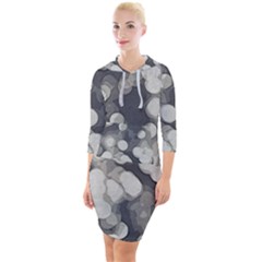 Gray Circles Of Light Quarter Sleeve Hood Bodycon Dress by DimitriosArt