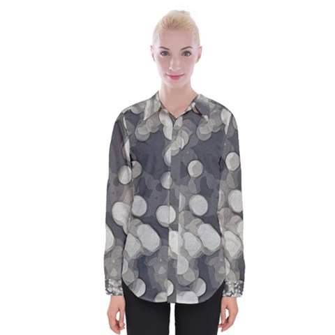 Gray Circles Of Light Womens Long Sleeve Shirt by DimitriosArt