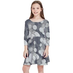 Gray Circles Of Light Kids  Quarter Sleeve Skater Dress by DimitriosArt